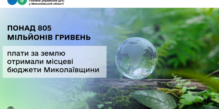 Місцеві бюджети Миколаївщини отримали понад 805 млн грн плати за землю