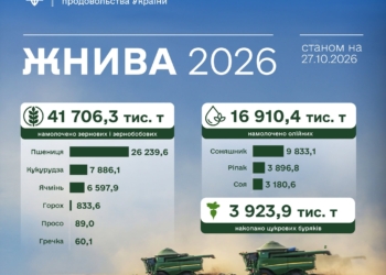 Аграрії намолотили понад 41,7 млн тонн зернових і 16,9 млн тонн олійних культур, Миколаївщина в трійці лідерів за площею під зерновими