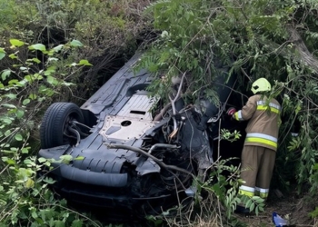 На Миколаївщині BMW X5 з’їхав у кювет і перекинувся на дах – водій загинув, пасажир у лікарні (ФОТО)