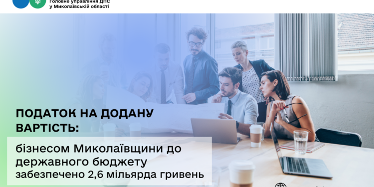 Податок на додану вартість: бізнесом Миколаївщини до державного бюджету забезпечено 2,6 млрд грн