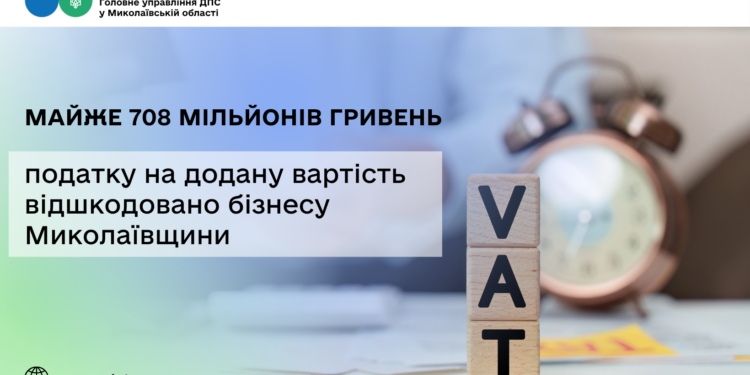 Бізнесу Миколаївщини відшкодовано майже 708 млн грн податку на додану вартість